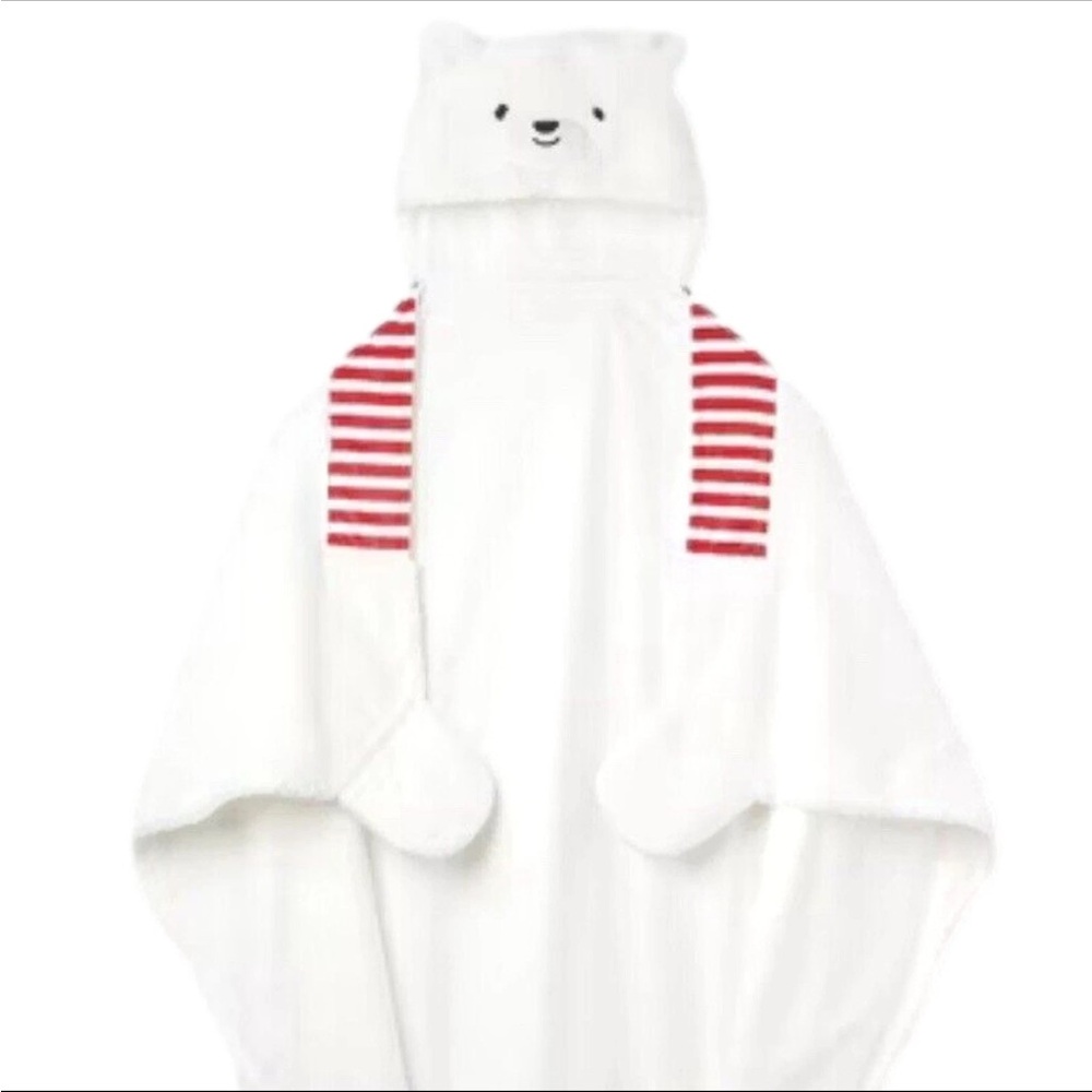 Polar Bear Kids Hooded Throw Blanket, 40"x50"  Plush Faux Fur Blanket Wrap